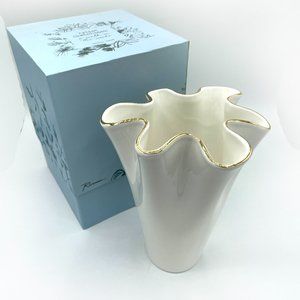 Unique White Vase with Gold Trim